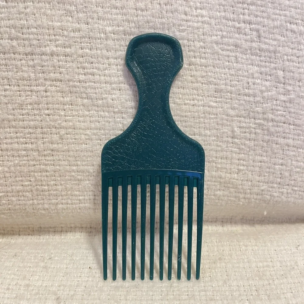 Vintage Used Goody Large Green Lift Hair Pick Faux Croc Snake‎ Skin Leather